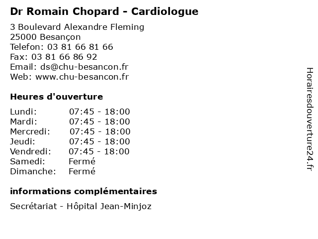 Horaires d ouverture Dr Romain Chopard Cardiologue 3